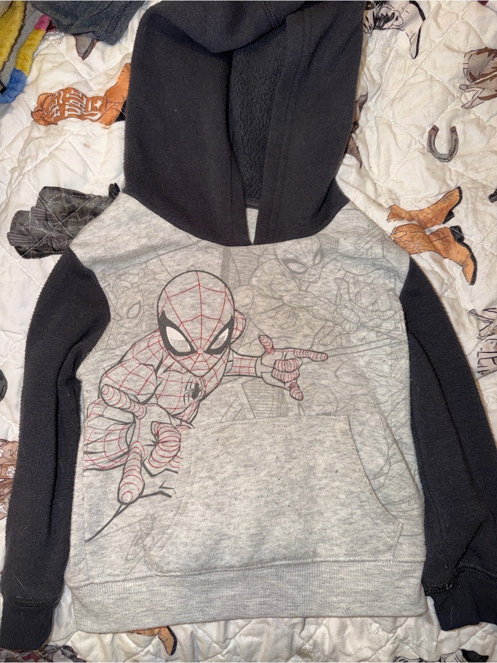 Marvel Spider-Man Grey Hooded Pullover (Black Accents)